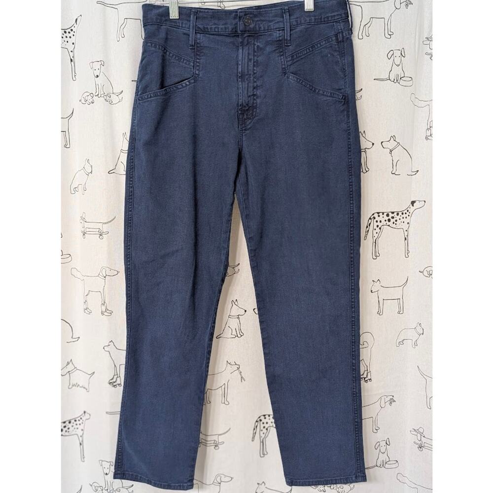 Mother The Breaker Crop Jeans Straight Leg Stretch Eclipse Blue Denim Women's 28